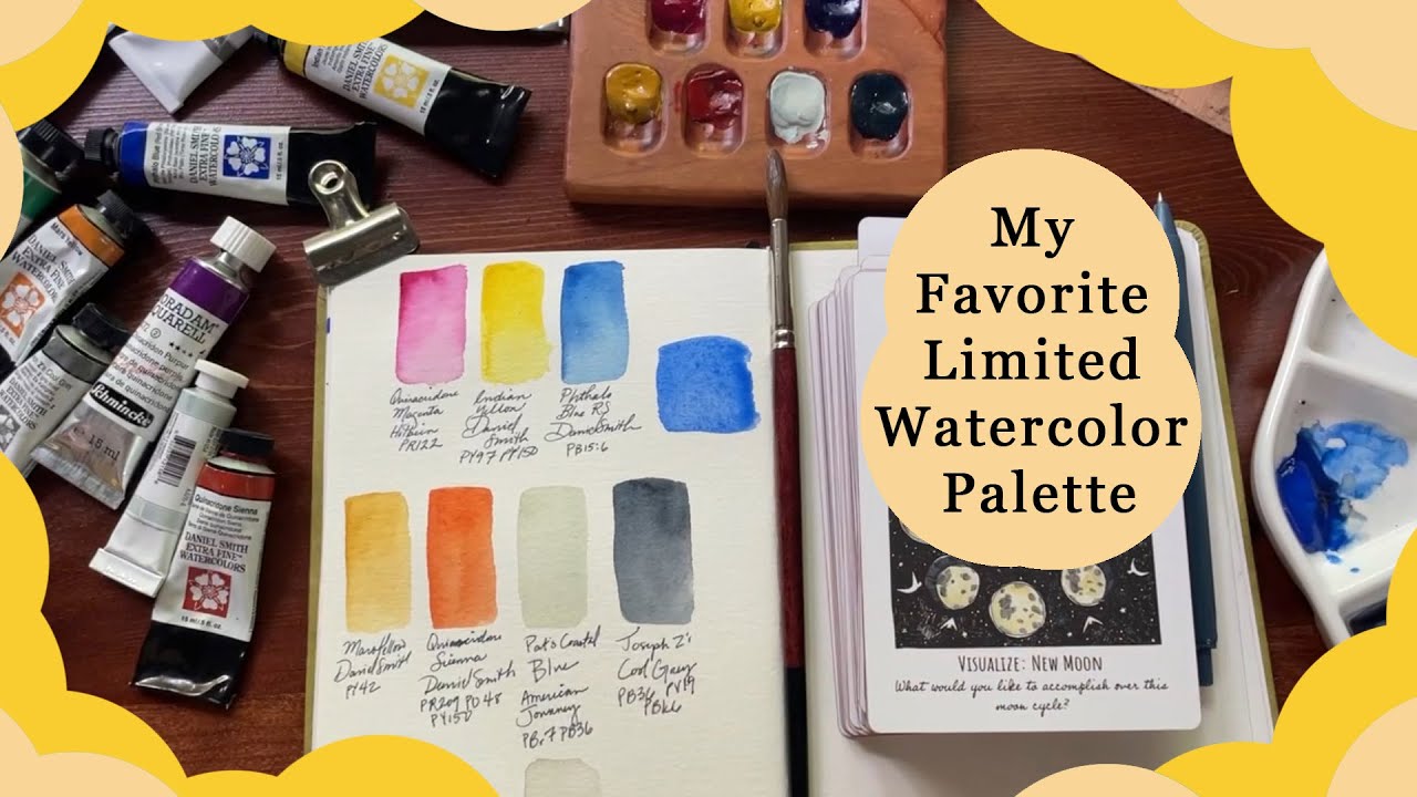My favorite limited watercolor wooden travel palette #watercolor #palette #artistvlog #colorswatch