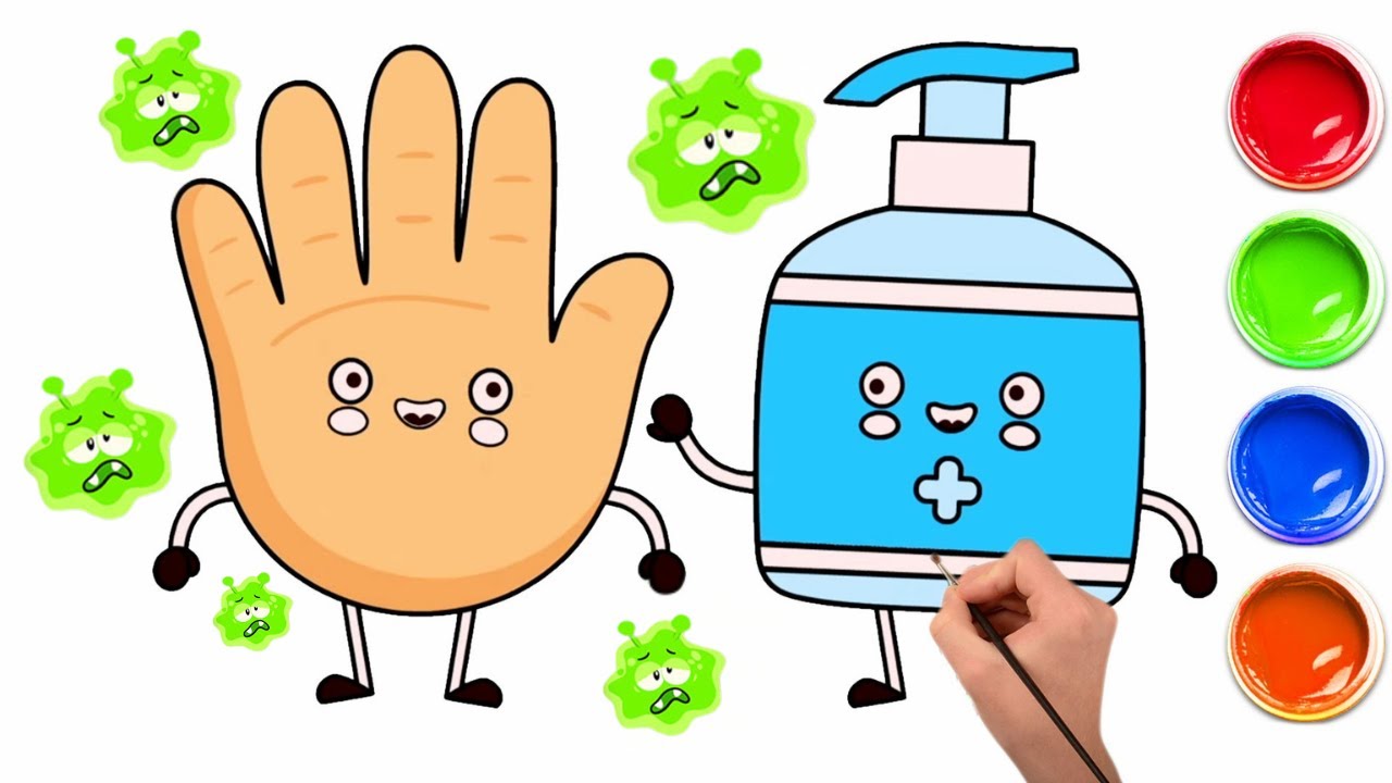 Como Desenhar M&atilde;os e Desinfetante | Desenho f&aacute;cil | Passo a Passo | Chiki Art Brasil
