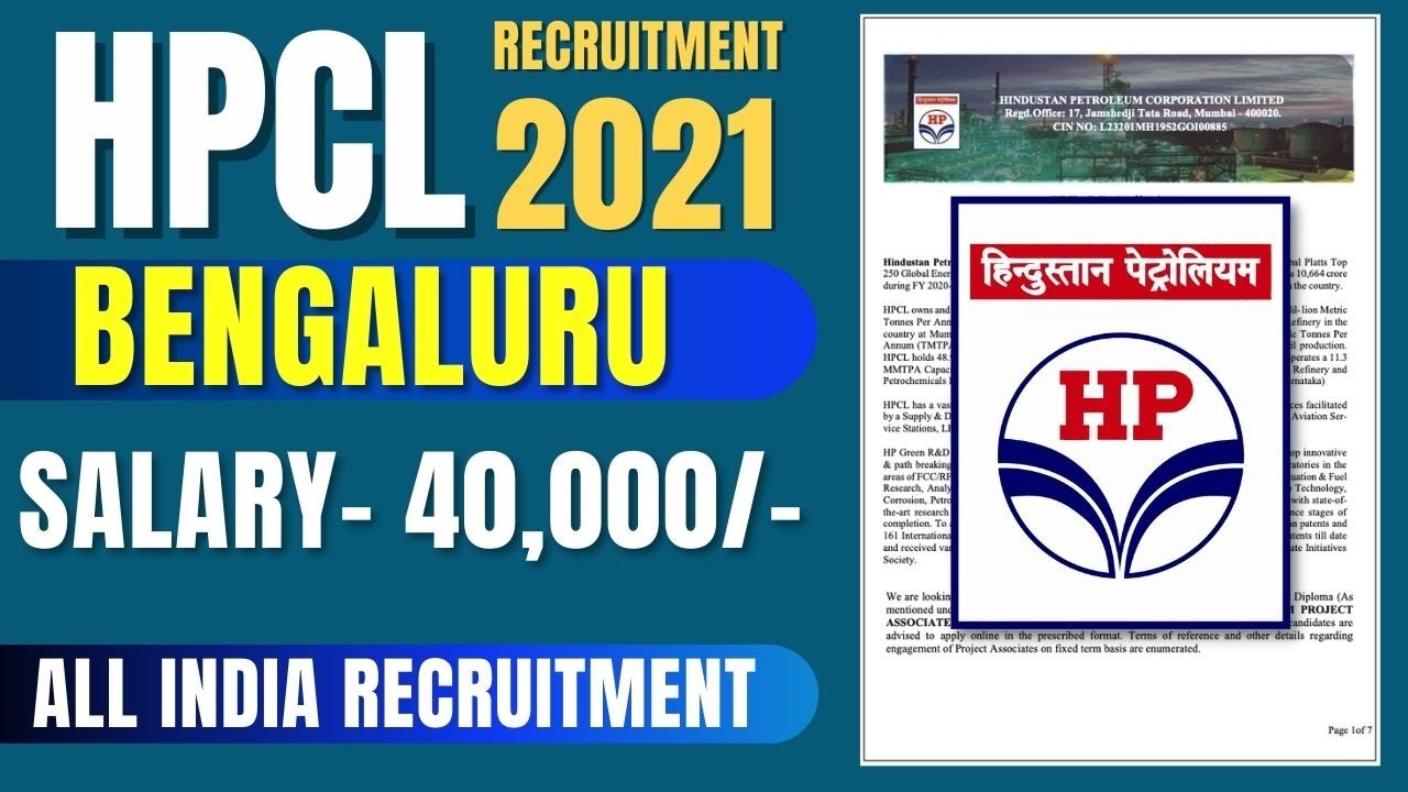 HPCL Recruitment 2021, Salary- 50,000/- HINDUSTAN PETROLEUM CORPORATION Recruitment