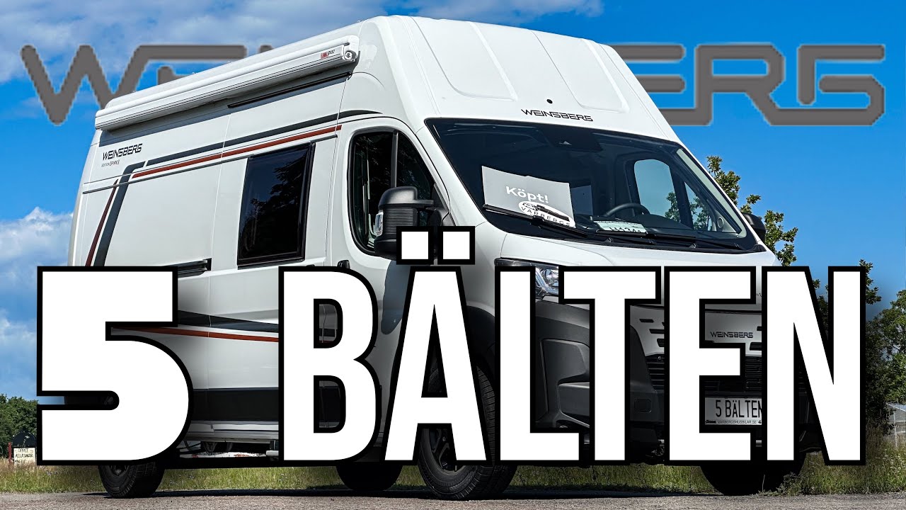 Campervan med 5 BÄLTEN & 5 SOVPLATSER: Plåtis på 599cm löser detta med bravur! [ WEINSBERG 600 DQ ]