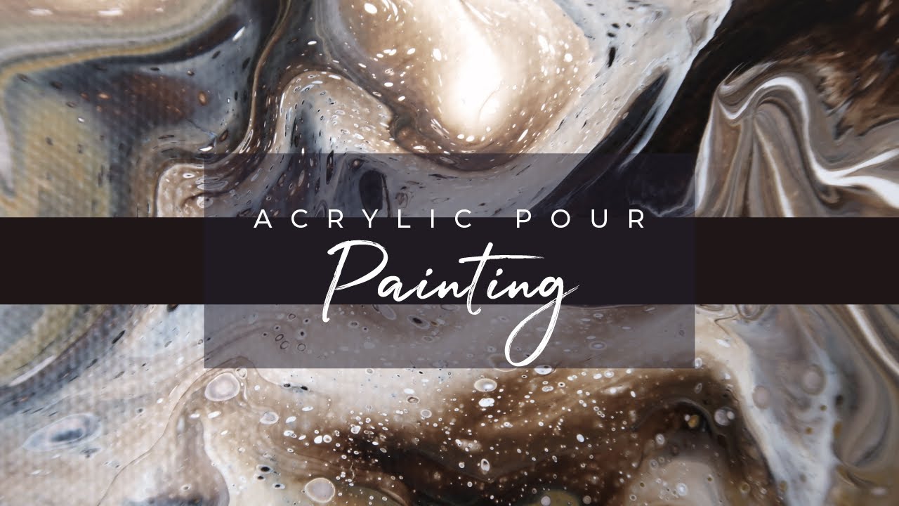 Brown & Gold Acrylic Pour Painting - Fluid Art