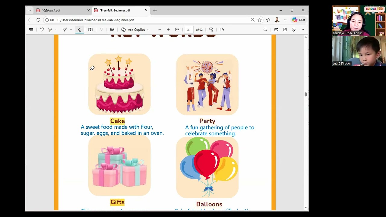 Kids conversation primary students a1 level สนทนาเบื้องต้น ประถม filipino teacher question & answer