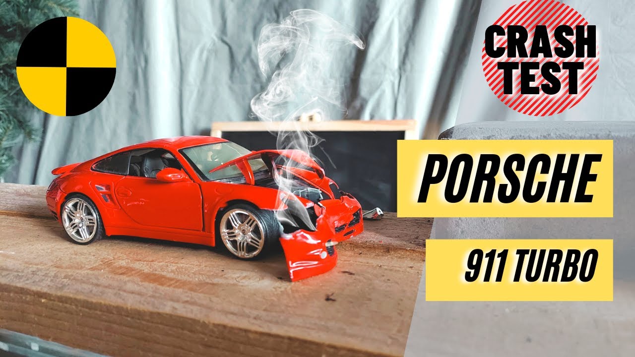 CRASH TEST 🎬 Car Toy Scale Model 1:24 Diecast JADA Porsche 911 TURBO Realistic AirBags Smoke beamNG