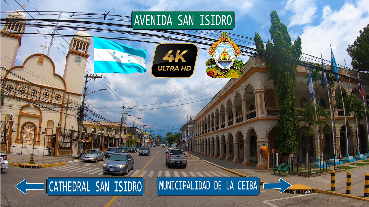 LA CEIBA, HONDURAS - UHD 4K - City Driving Tour with Street Names
