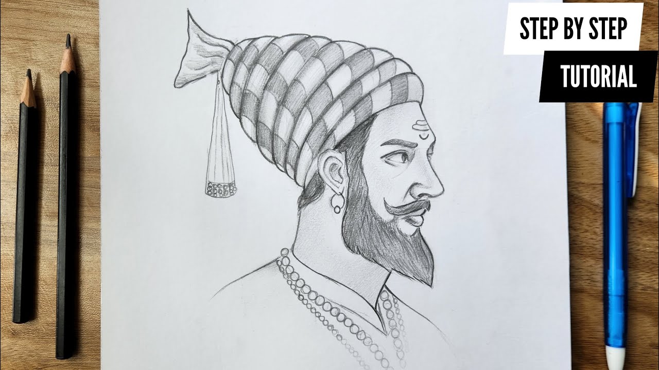 How To Draw Shivaji Maharaj Easy Step By Step Tutorial For Beginners @AJ Arts