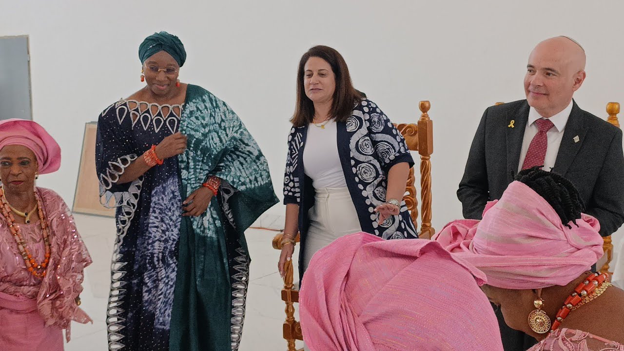 THE DELECTABLE QUEEN ADERONKE DANCING WITH ISREALI AMBASSADOR AND HIS WIFE