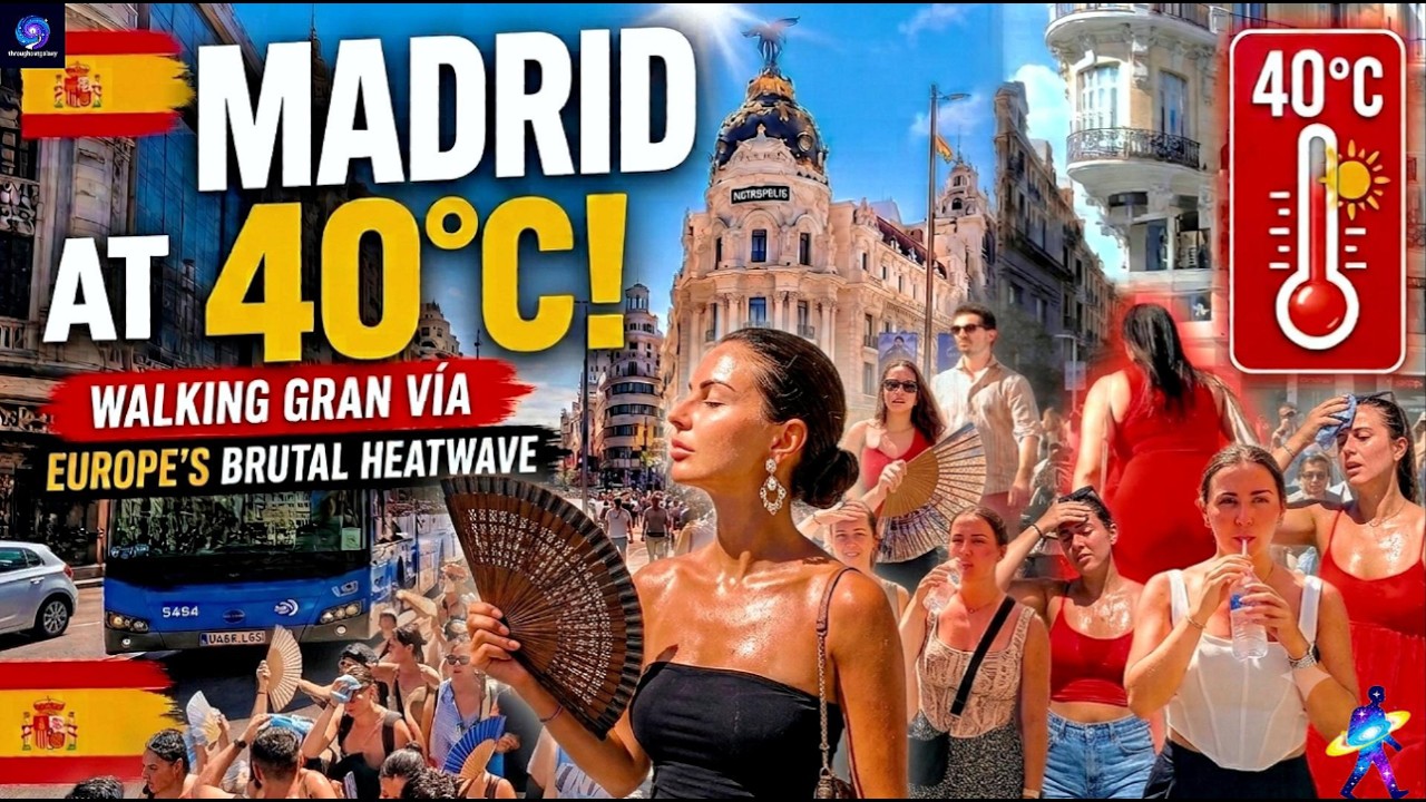 🔥 Madrid at 40&deg;C 🥵! Walking Gran V&iacute;a During Europe's Brutal Heatwave 🇪🇸 | 4K HDR