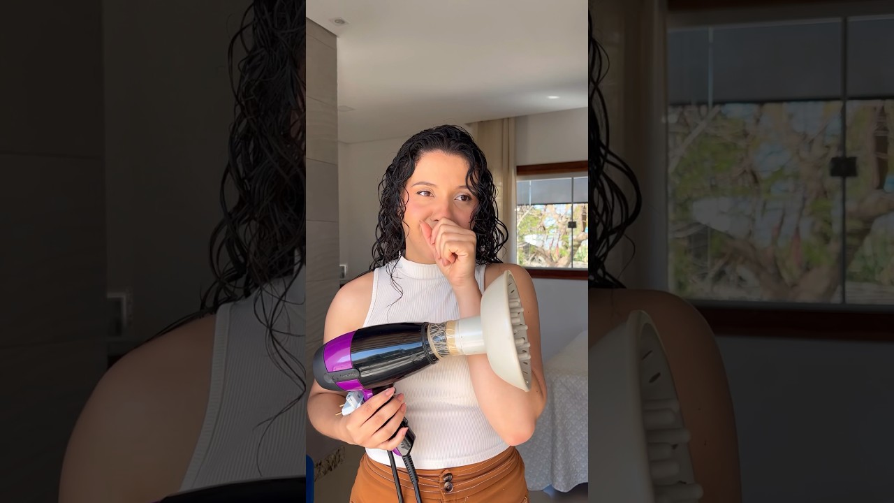 Como secar o cabelo ondulado 2c3a no difusor 🥲🗣️