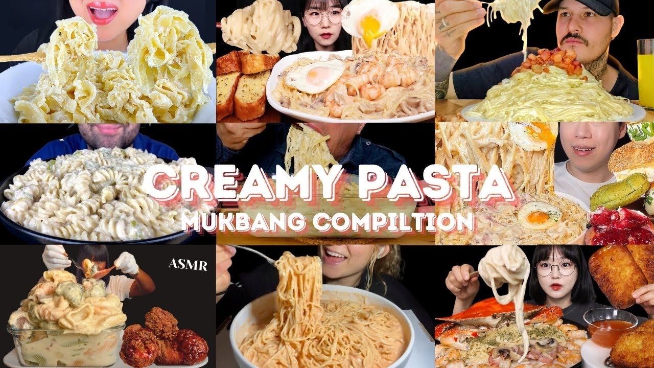 30 MINS CREAM PASTA MUKBANG *ASMR* COMPILATION |  BIG BITES | EATING SOUNDS