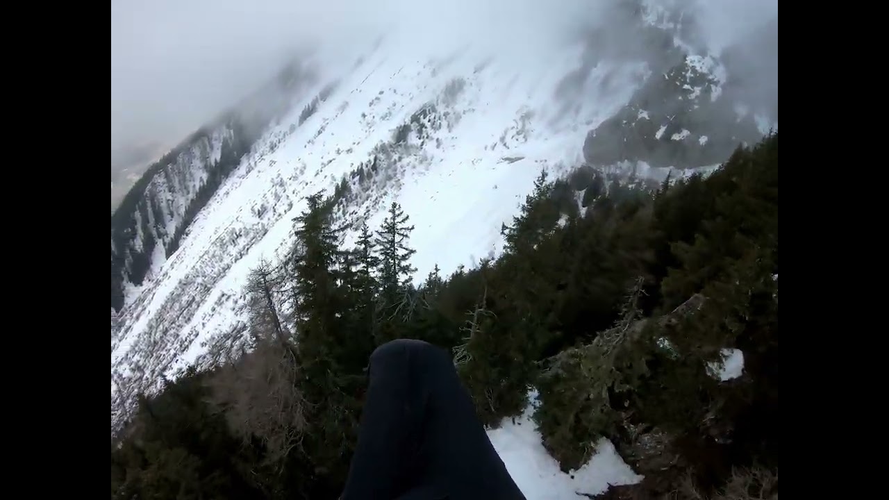 Paragliding Chamonix slow proximity 4 - flight past trees and snow
