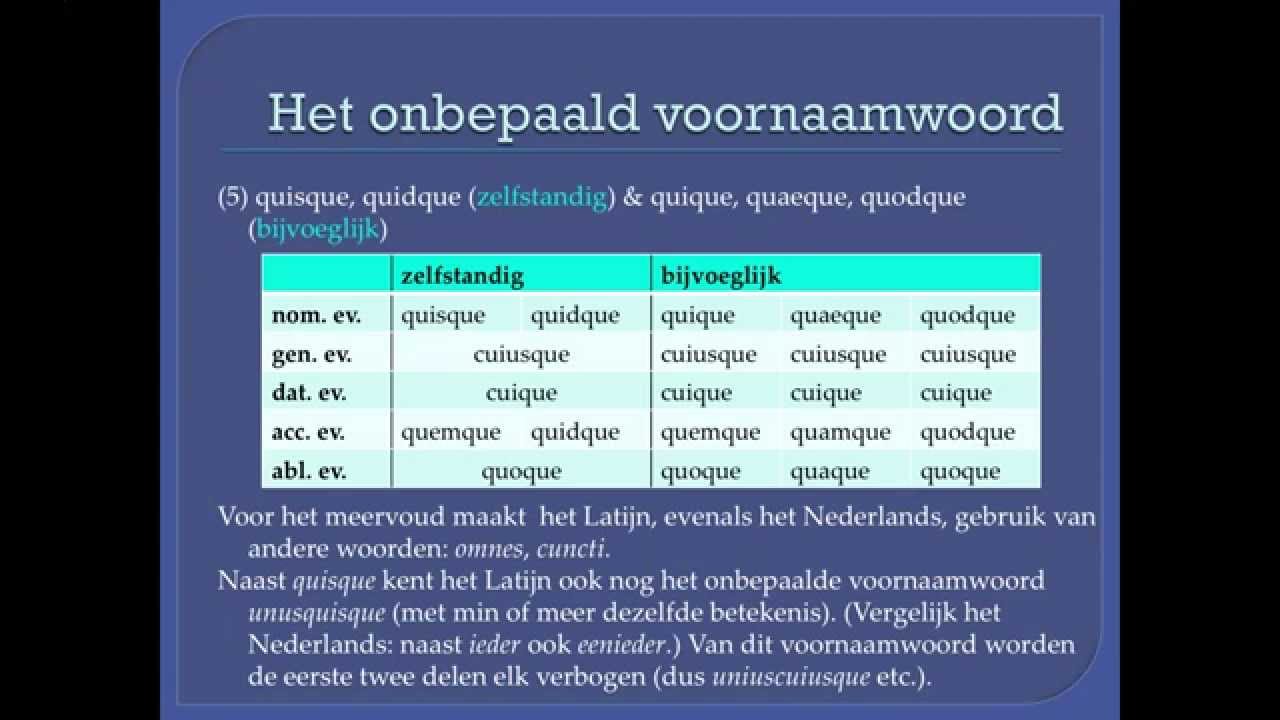Latijn: het onbepaalde voornaamwoord (uitleg)
