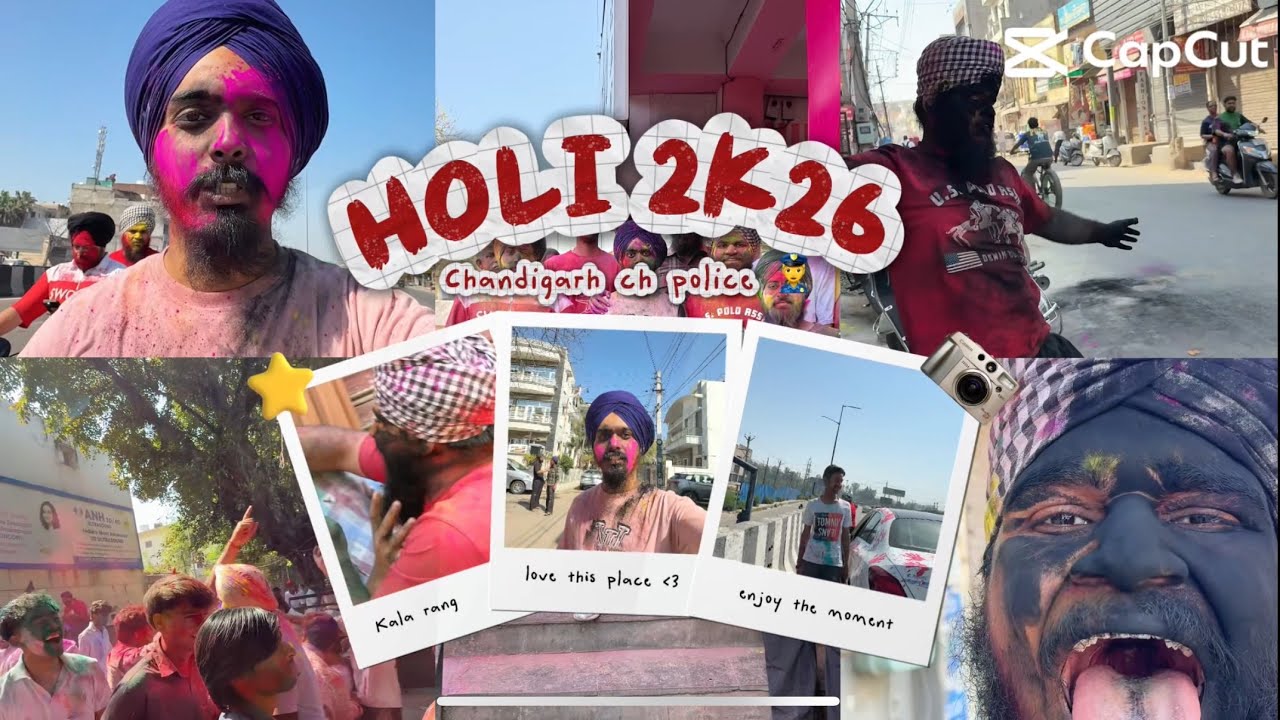Holi in sector 15 (chandigarh) police bht c km khtre ala hi c 😂😂. New vlog kro check ✔️ 