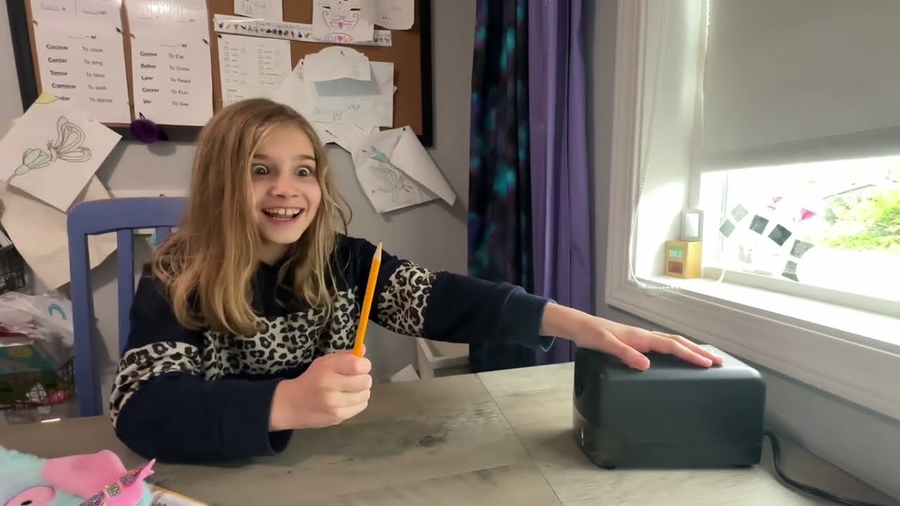 ★★★★★ AFMAT Pencil Sharpener Review - Two Models - Super fast sharpeners auto-stop for my kids