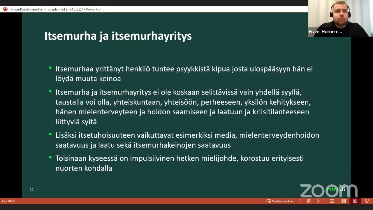 Verkkoluento: Miten itsetuhoisuus otetaan puheeksi?
