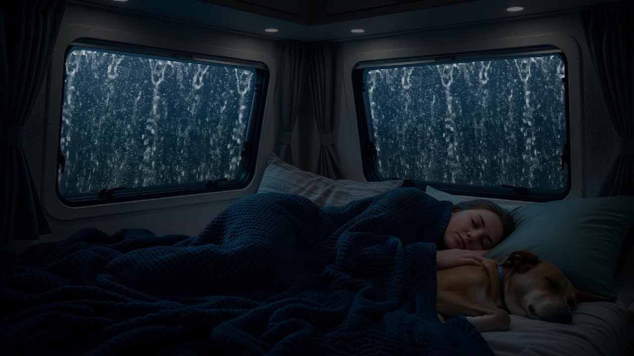 Heavy Rain Sounds on Cozy Car 🌧️ Thunderstorm Night Ambience for Deep Sleep