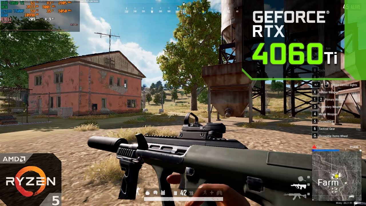 PUBG : RTX 4060 Ti + Ryzen 7500F : 1080p Low Settings
