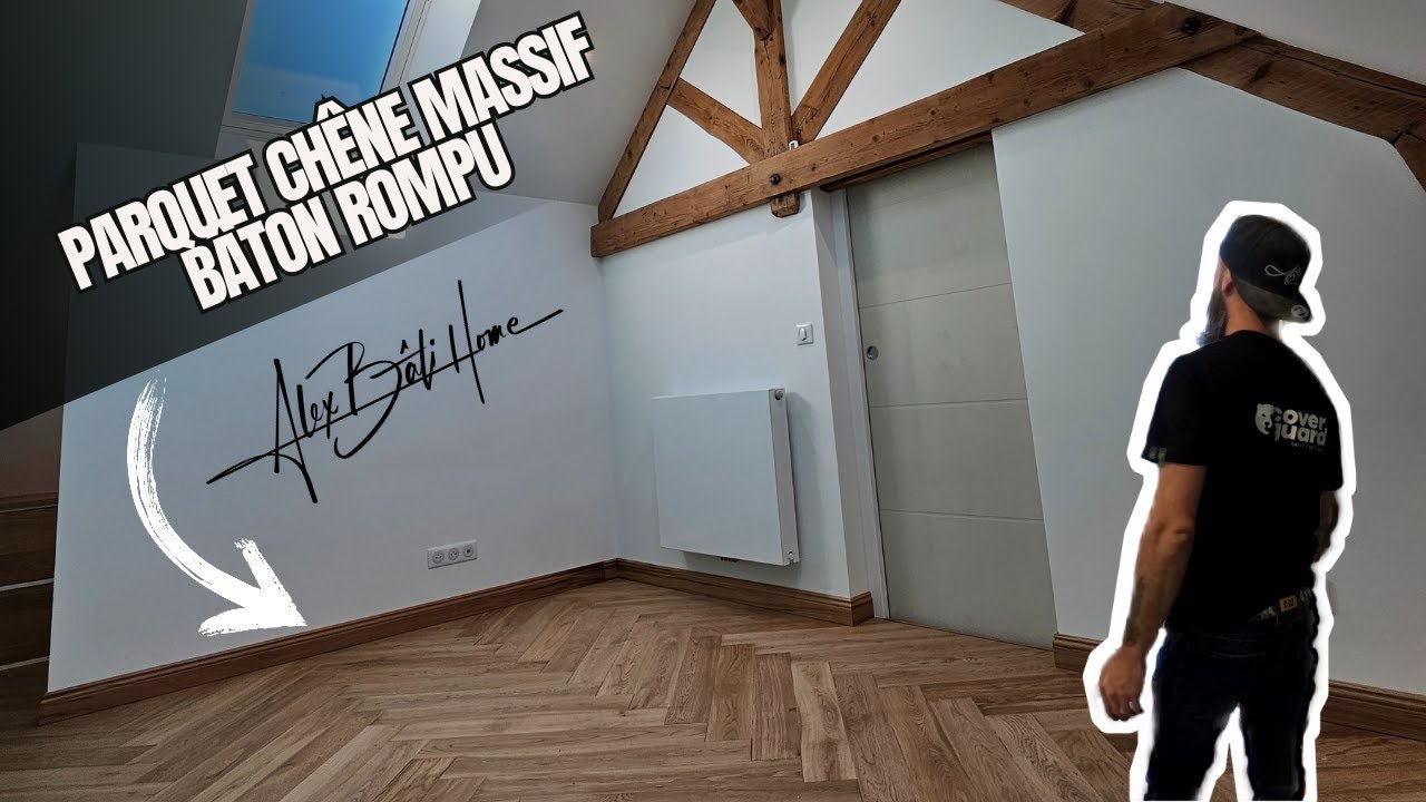 Pose d'un parquet chêne massif en bâton rompu -  Ep 128