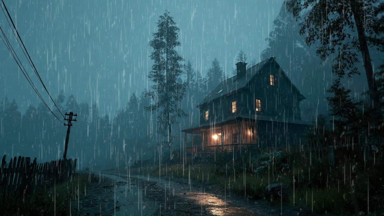 Forest Cabin in Heavy Rain and Thunder | Sleep Sounds 24/7