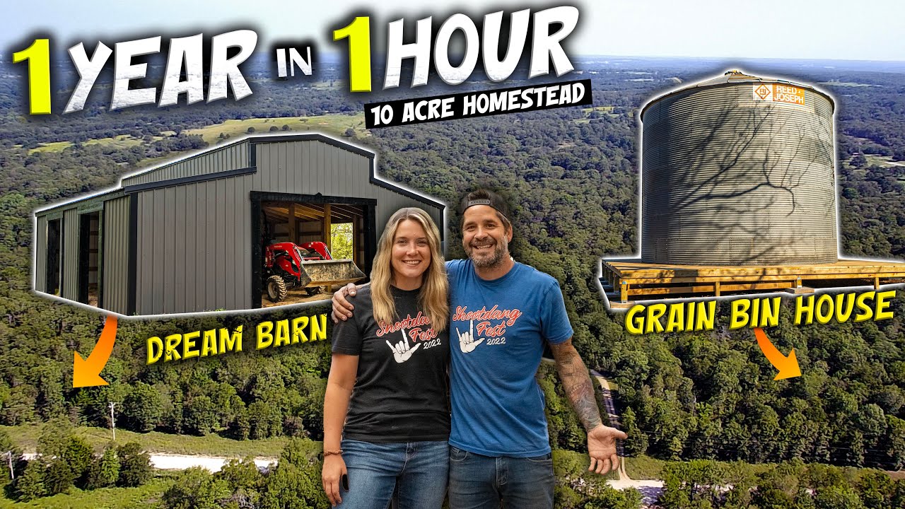 Couple Turns RAW LAND Into Sustainable Homestead / 1 Year in 1 Hour