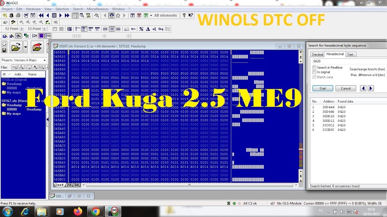 2) Winols DTC OFF Ford Kuga 2.5 ECU ME9   هل تعلم كيف تلغي الأعطال ببرنامج  الوينأولس؟