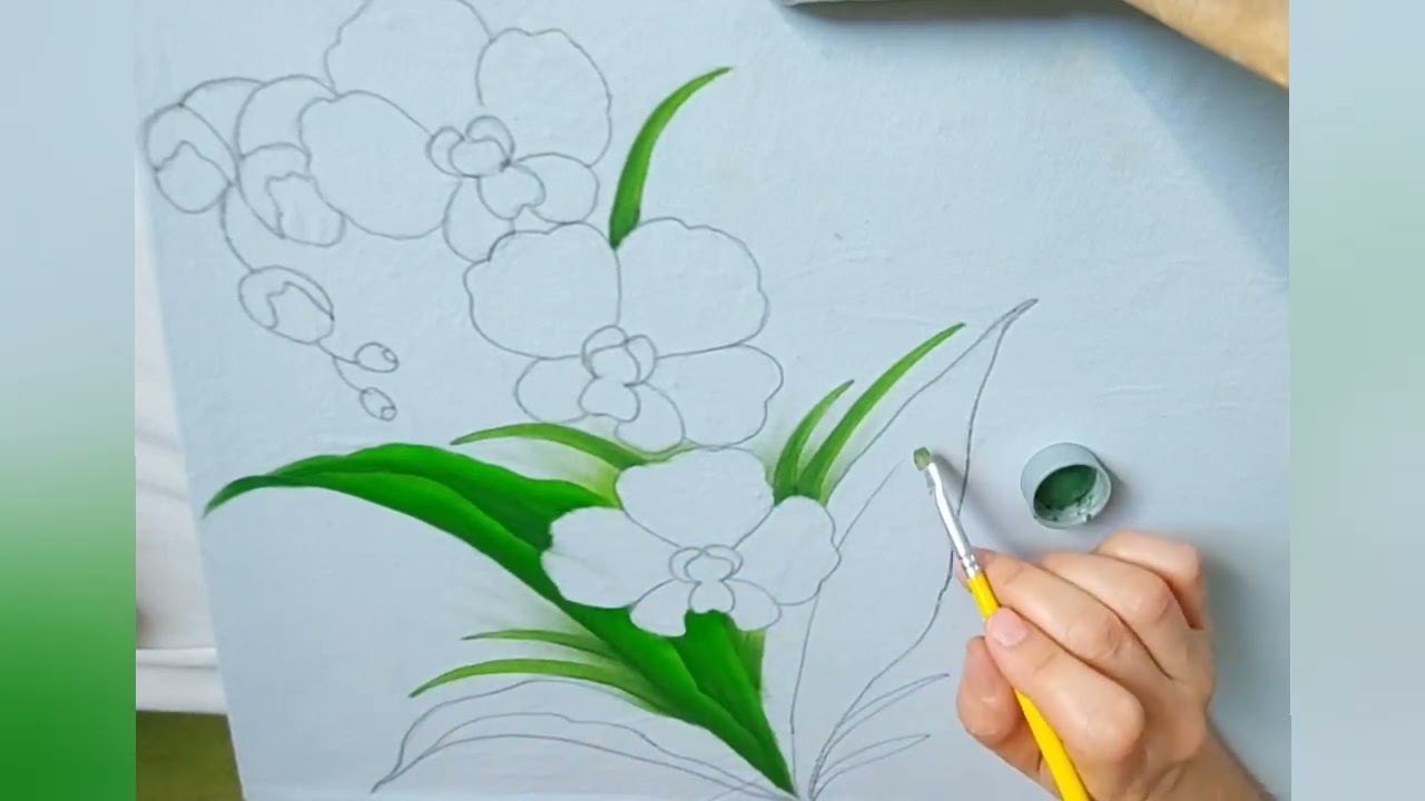Pintura de raminho de orquídeas