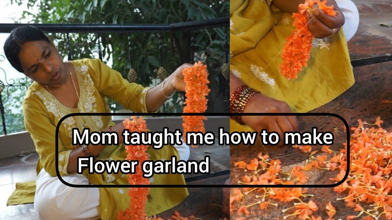 My Mom Teaching Me How to Make Kankambara Flower Garland 🌼 | Pure Traditional Vibes