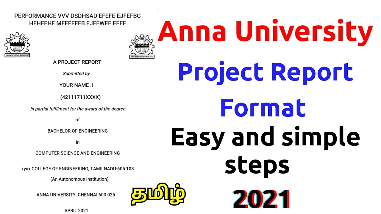 How to make anna university project report|anna university project report format for ug in tamil|PG