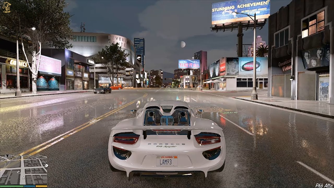 GTA 5 - Mod graphics CineRealism + La Revo 2.0 + RTGI + ENB - Porsche 918 Spyder