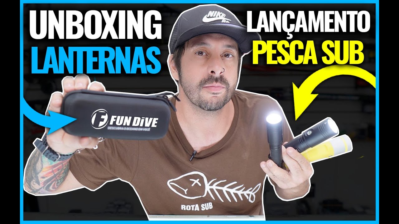 Unboxing LANTERNAS PARA PESCA SUB - Lançamento FUN DIVE - Vale a pena?
