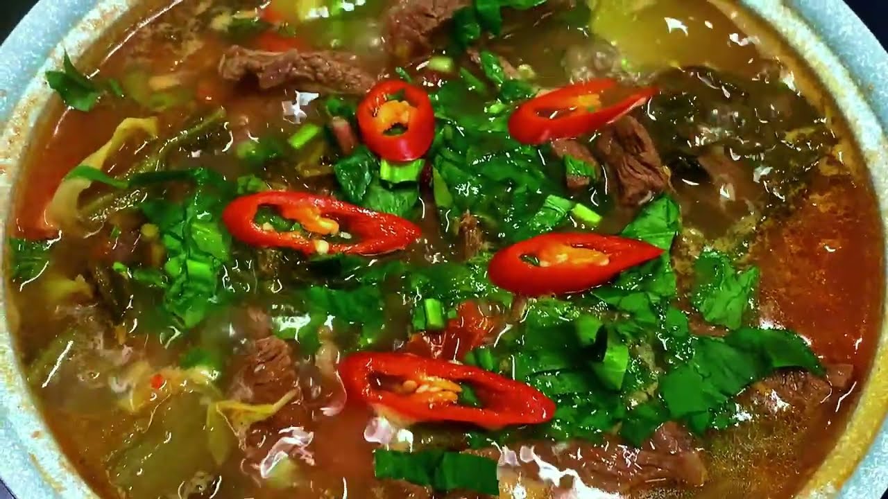 CANH BÒ NẤU DƯA CẢI – chua thanh, đậm vị, đưa cơm vô cùng