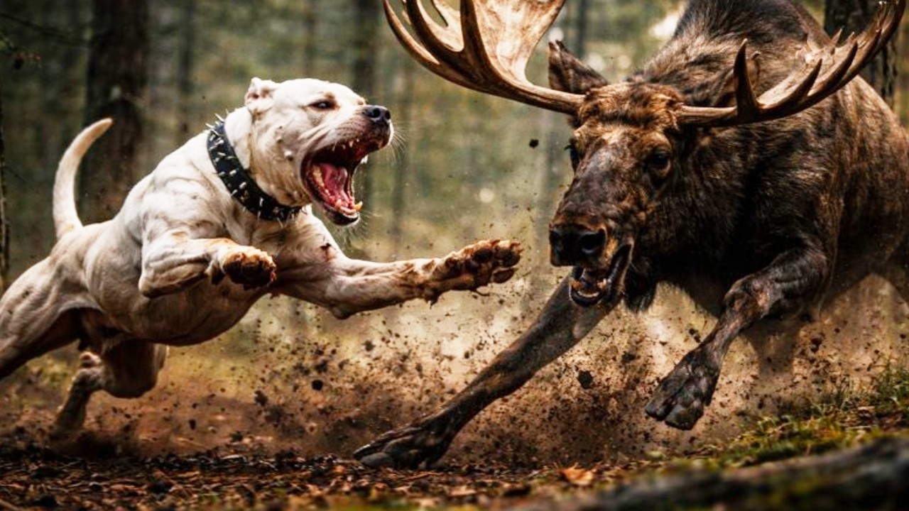 Un alce ataca de forma inesperada, y un dogo argentino hace algo que sorprendió a todos...