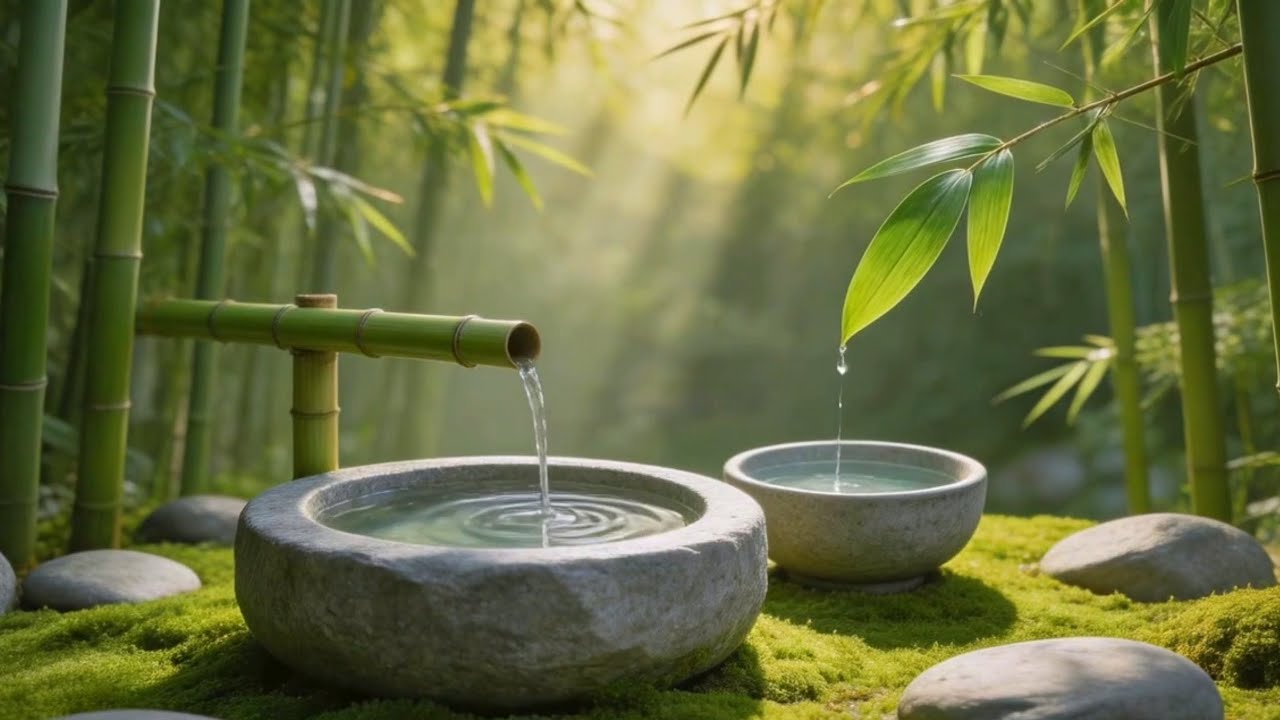 Natural Spa Escape | The Sound of Bamboo Water in a Zen Garden