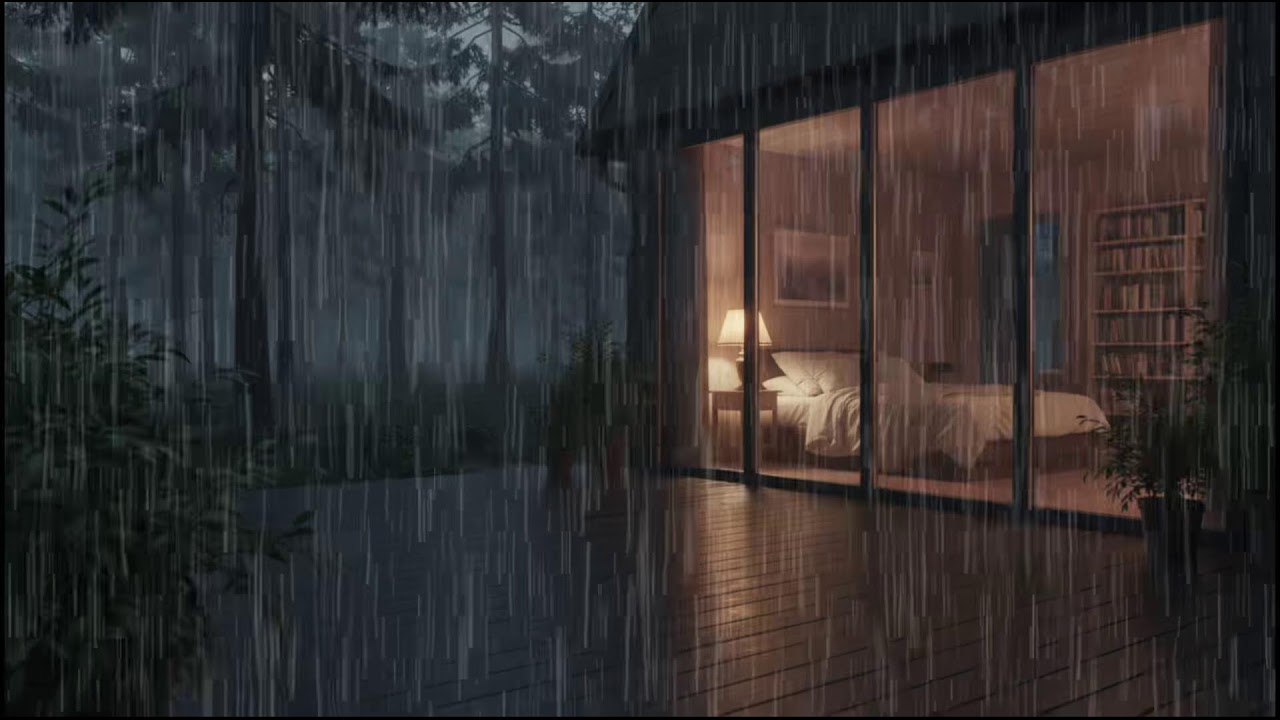 Gentle rain at a Cozy Forest Cabin 🌲 | Night rain Sounds for Deep Relaxation and Peaceful Sleep