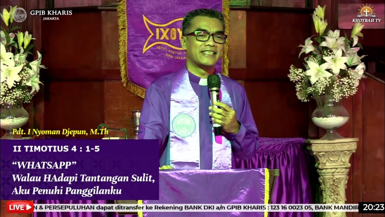 Khotbah Penyegaran Iman, 29 Maret 2023 - 2 Timotius 4:1-5 | Pdt. I Nyoman Djepun, M.Th