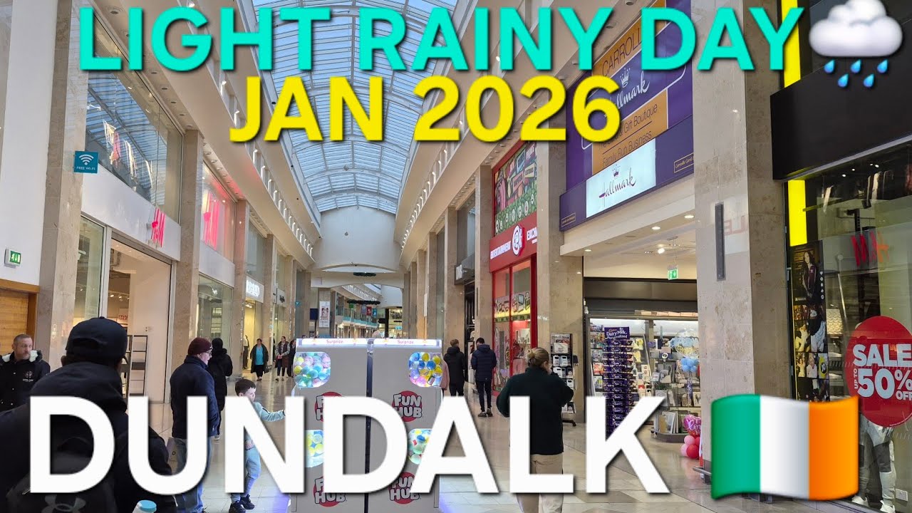 Dundalk, Co Louth 🇮🇪 LIGHT RAINING DAY, Jan 2026 | 4k-HDR Winter Walk Tour #ireland #cityscape #uk 
