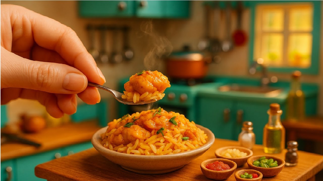 Mini Chicken Rice One-Pot | Real Tiny Cooking with Spices, Garlic & Tomato | ASMR Miniature Food
