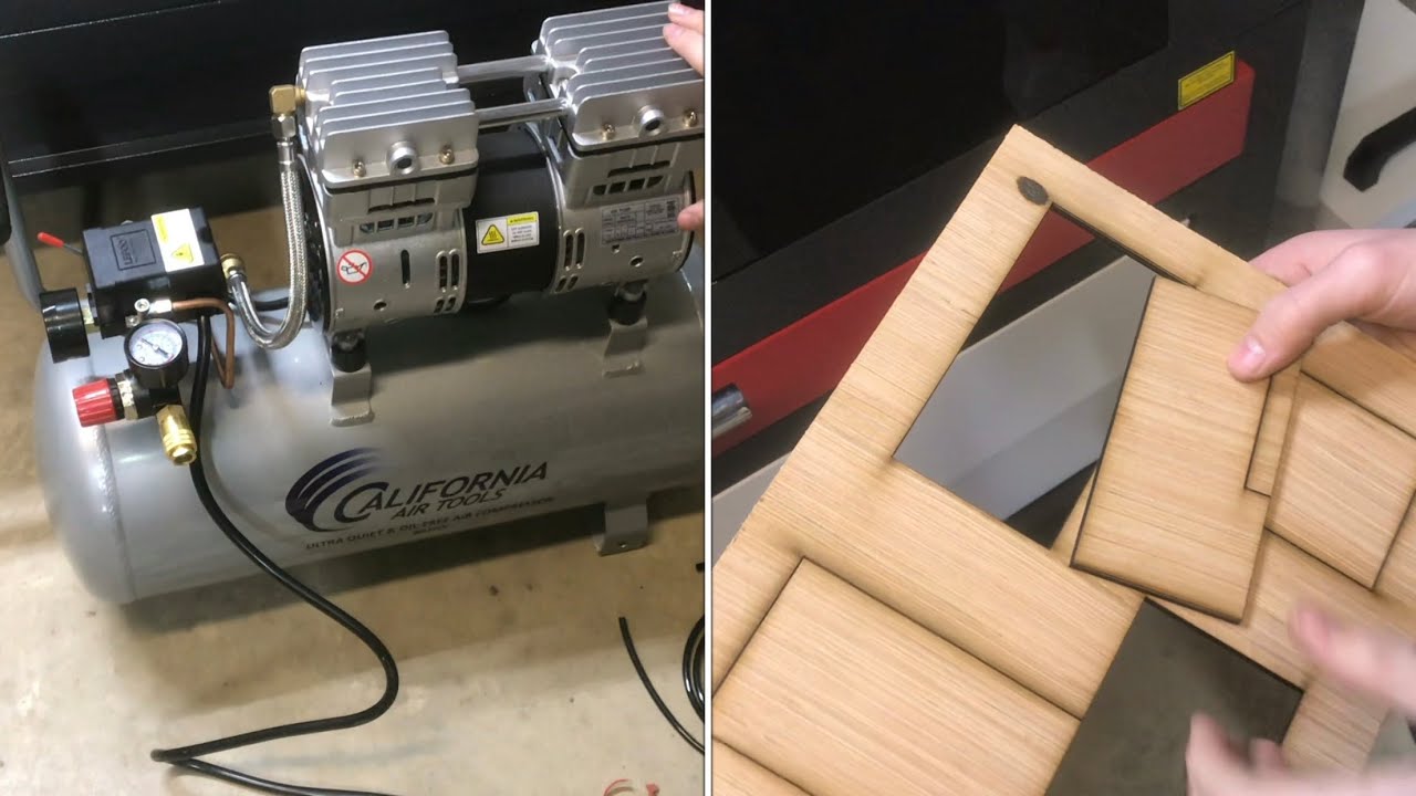 setting up air assist on ls3655 boss laser cutter (california air compressor 8010)