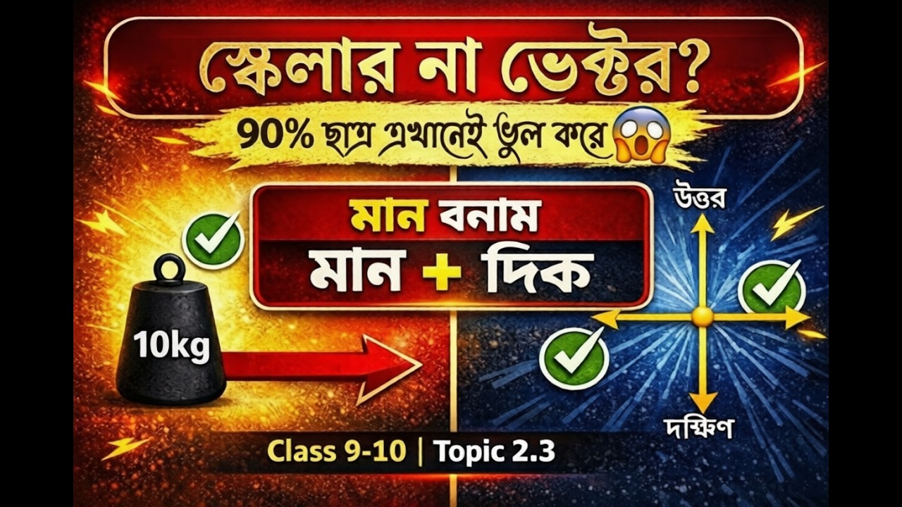 স্কেলার ও ভেক্টর রাশি । 2.3 | গতি । পদার্থবিজ্ঞান । ৯ম-১০ম