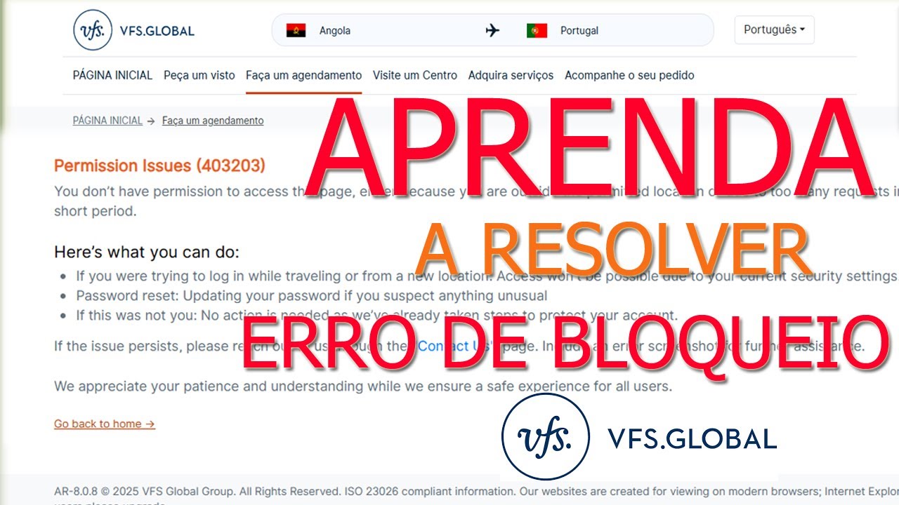 PARE DE SOFRER: 3 DICAS PARA EVITAR ERROS NO SITE DA VFS GLOBAL/Actualizado