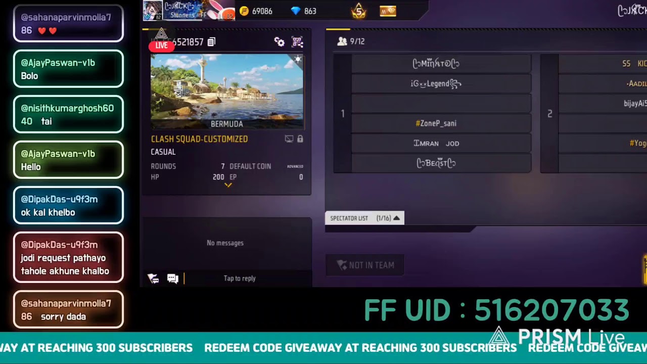 || REDEEM CODE GIVEAWAY AT REACHING 300 SUBSCRIBERS ||CUSTOM ROOM 6/6 ALL ARE WELCOME...||