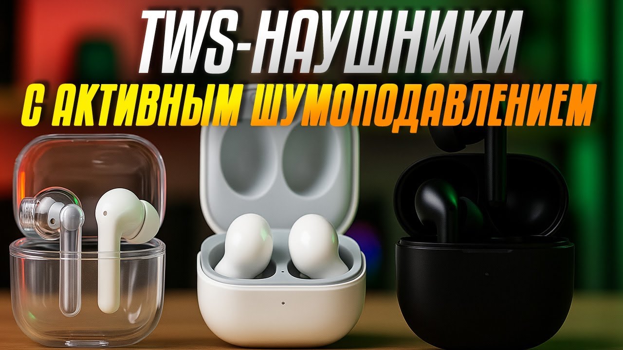 Лучшие TWS-наушники с активным шумоподавлением🎧Топ-5 беспроводных наушников с ANC в Рейтинге 2025