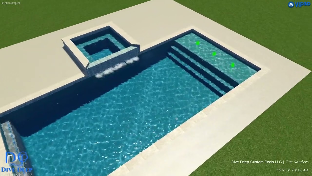 16x36 pool with raised 8x8 spa
