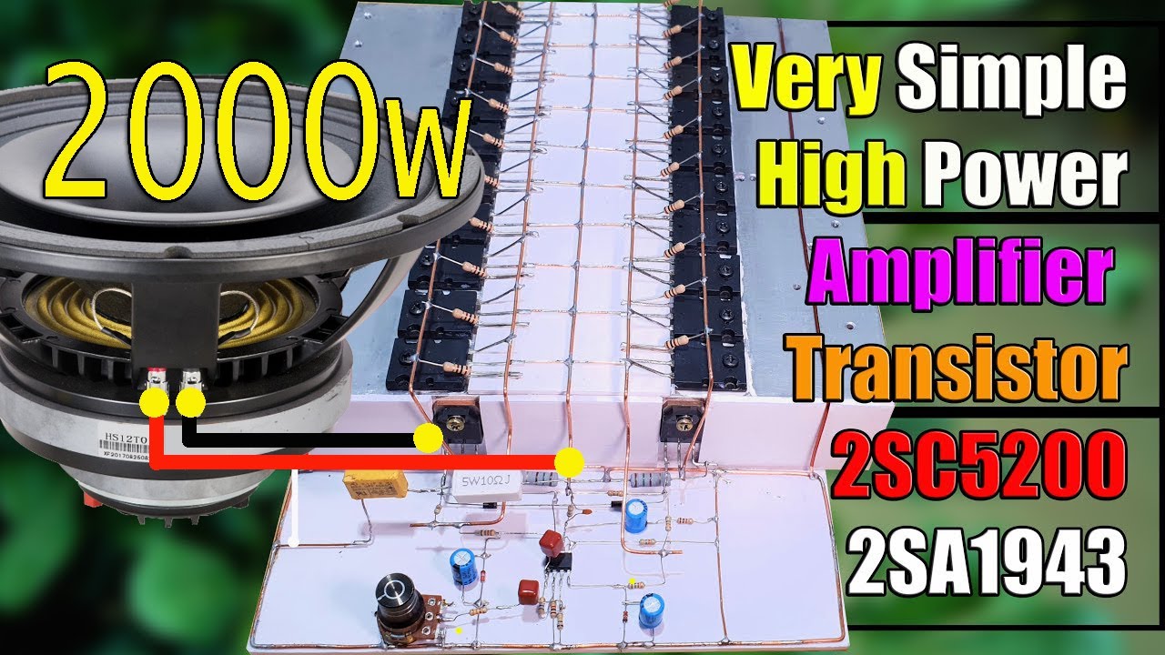 DIY High Power Amplifier Very Simple Using 20 Transistors 2SC5200 & 2SA1943 with TL072 IC