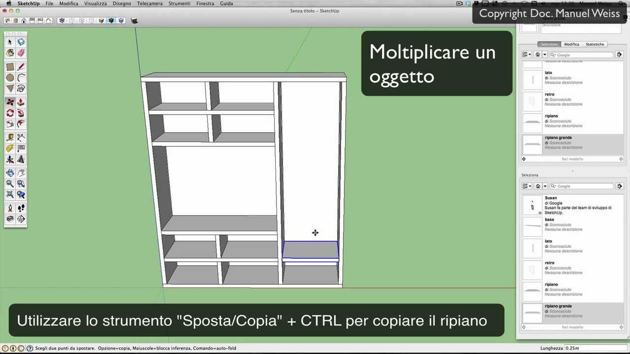 Tutorial SketchUp - esercizio 06 mobile tv