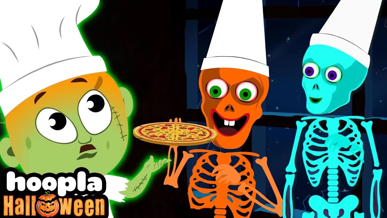 Five Skeletons Were Cooking At A Party | Spooky Scary Skeletons Songs | Hoopla Halloween
