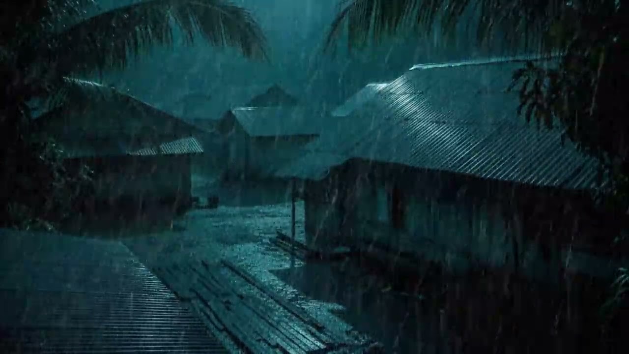 No Ads Rain Sounds for Sleeping - ASMR Relentless Heavy Rain On Tin Roof to Calm Racing Thoughts