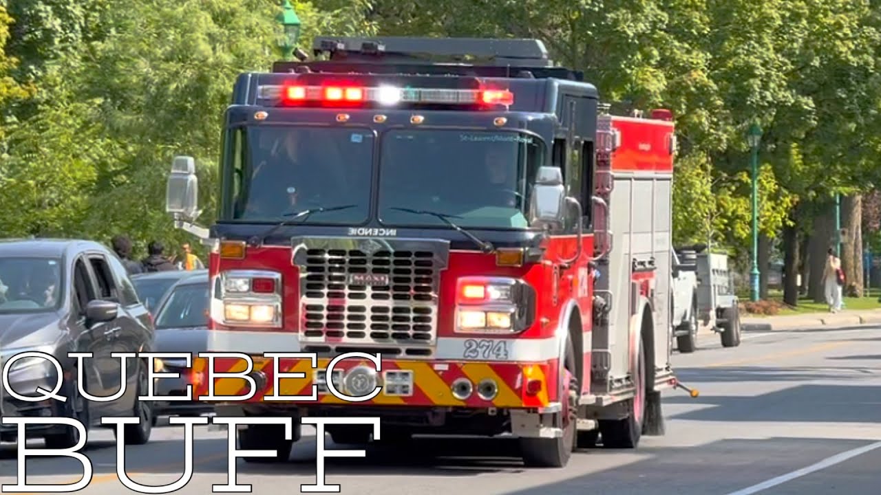 Montreal Fire Department (SIM) Pumper 274 responding urgently 2x in Ville Saint-Laurent.