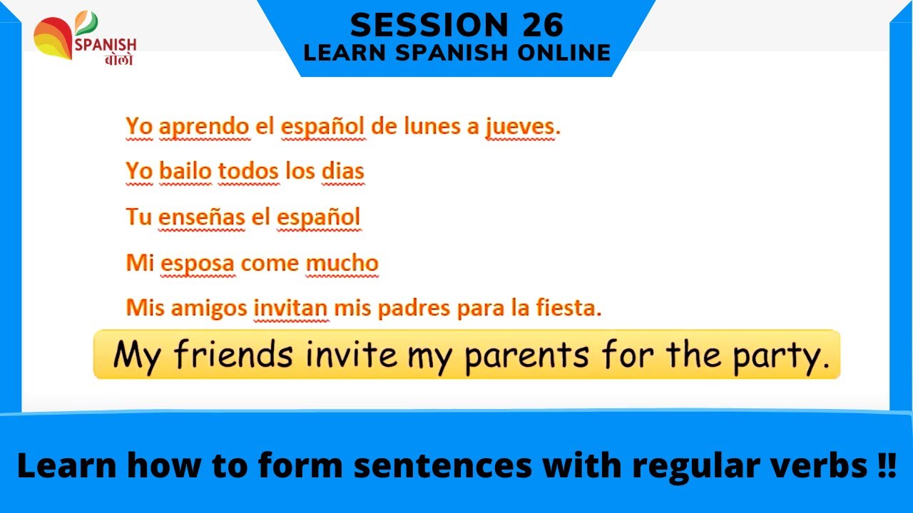 How to Form Simple Sentences in Spanish | Learn Verbs in Spanish | Session 26