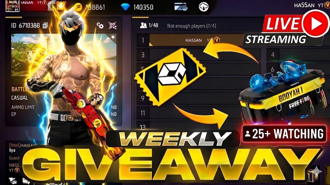 🔴LIVE DIOMAND GIVE AWAY WITH PROOF & ENJOY WITH SUBSCRIBER #freefirelive#freefirelive #hassanyt