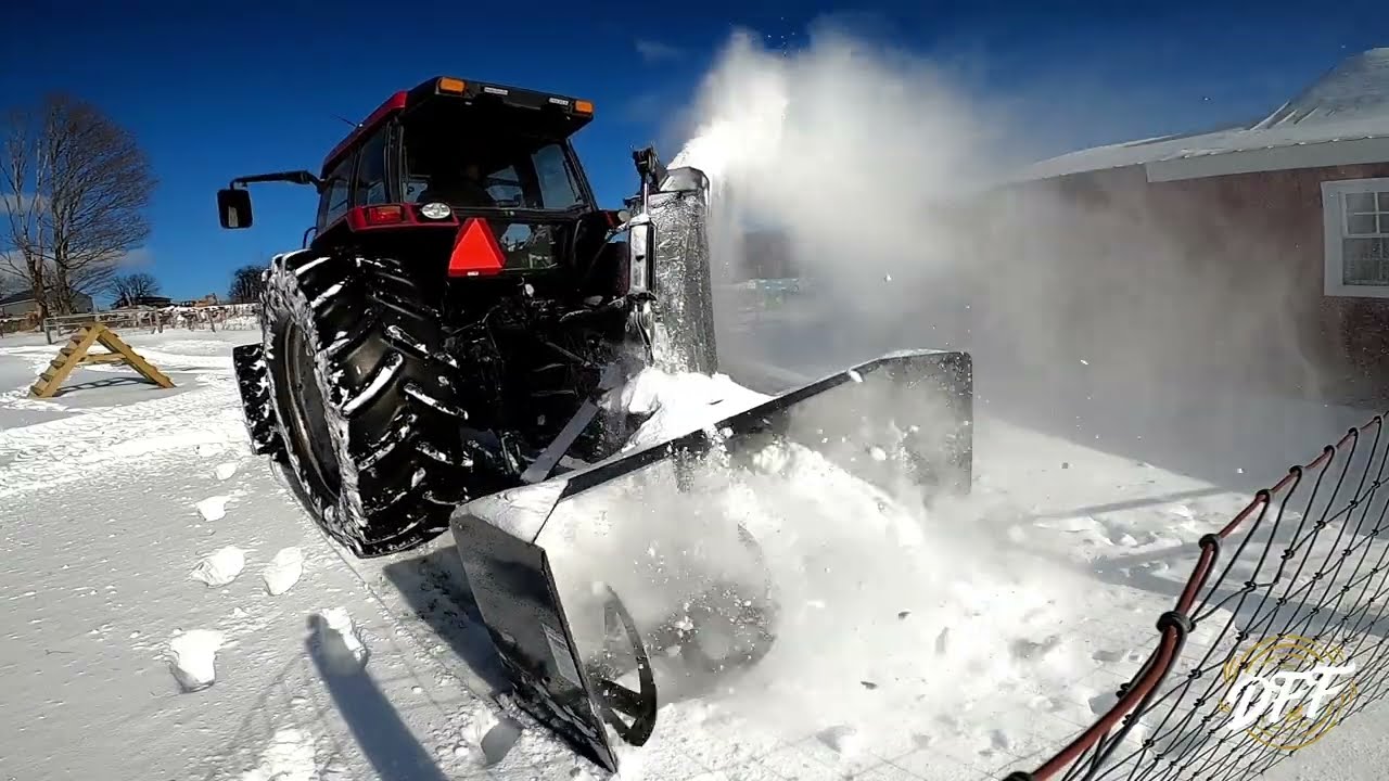 125 HP Tractor Snow-Blowing Around The Farm!